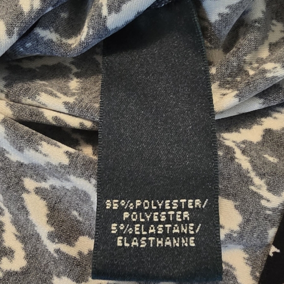 Lauren Ralph Lauren Black & White Faux Ruching Midi Wrap Dress Women's Size 14 - Picture 5 of 7